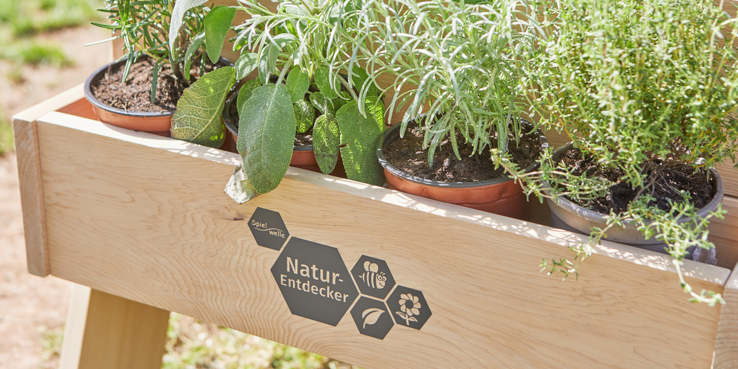 Im Kräuterfach ist Platz für Kräutertöpfe oder Gartenwerkzeug.